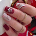 Christmas Square Press on Nails in Medium Acrylic Fake Nails with Snowflake Sled Stripe Design Nails for Girls and Women