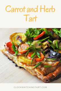 Carrot and herb tart - colorful spring tart from clockwatchingtart.com