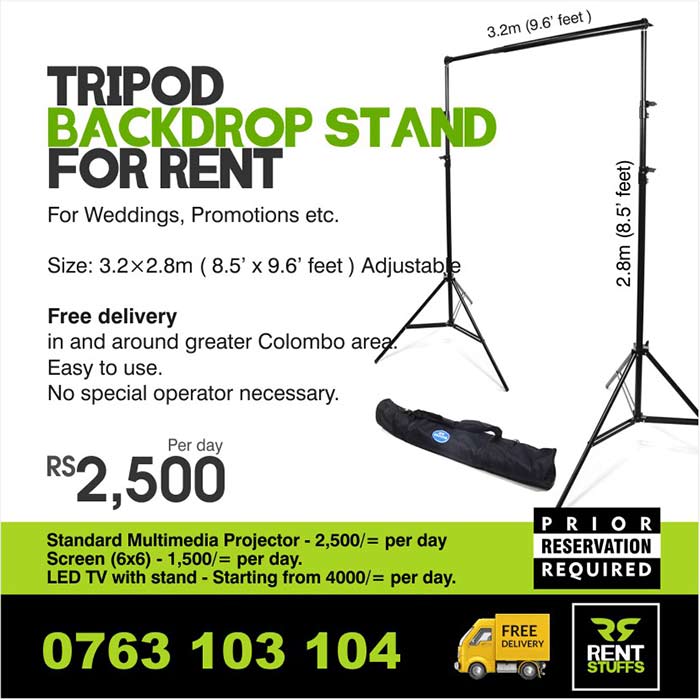 Tripod Backdrop Stand for Rent.