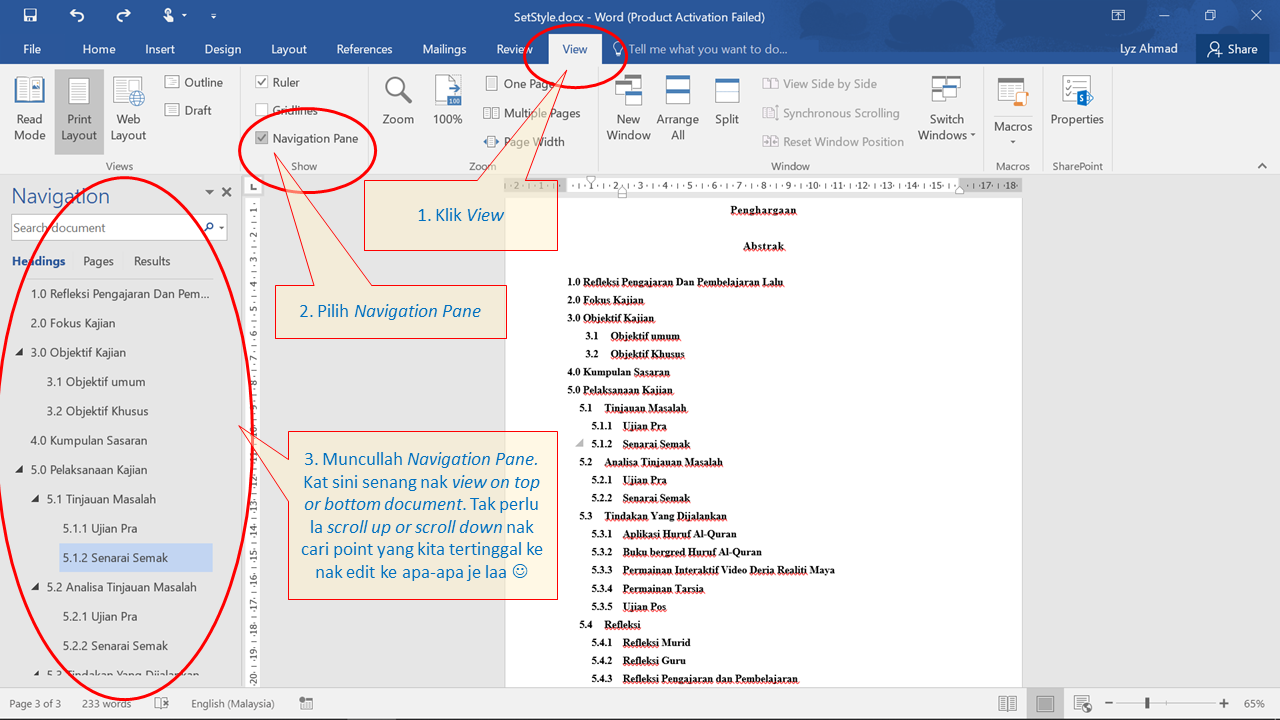 Macam Mana Nak Buat Muka Surat Dalam Word