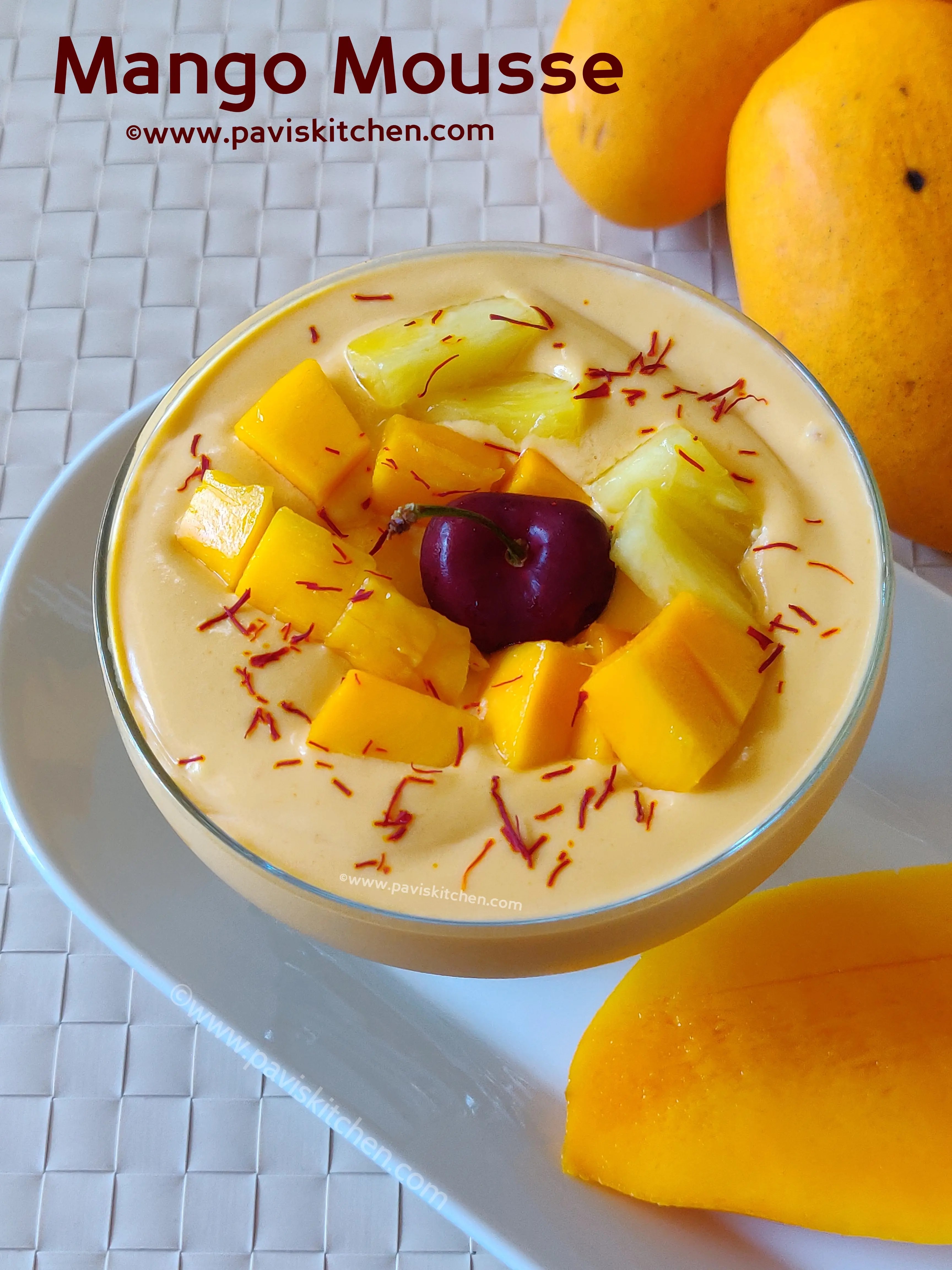 Mango mousse recipe - Indian style | Eggless mango mousse with mango pulp | 3 ingredient mango mousse dessert