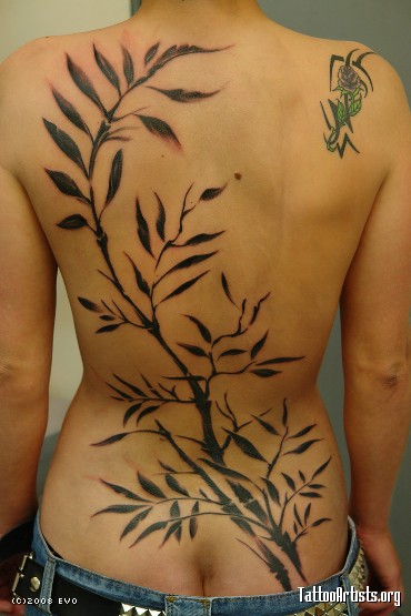 Japanese Bamboo Tattoo on Back Girl. Japanese Tattoo Art. Posted by Blogger