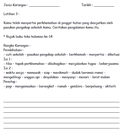 Contoh Karangan Latihan Karangan Tahun 5