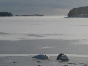 Sea smoke in Mahone Bay, Nova Scotia Canada