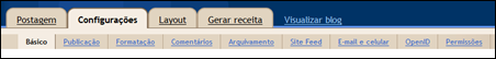 Configurações do Blogger