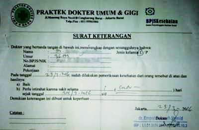 surat keterangan sakit dari dokter umum