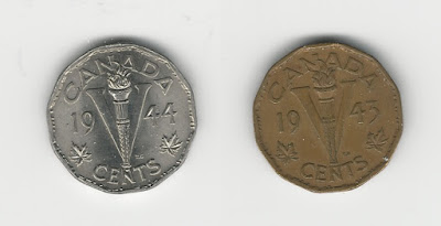 Two coins the same size but of different metals.