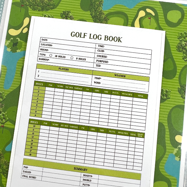Golf Scrapbook Album Page with score card