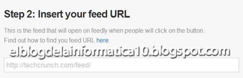 Botón Feedly para blog - 2º paso Escribir dirección feed del blog