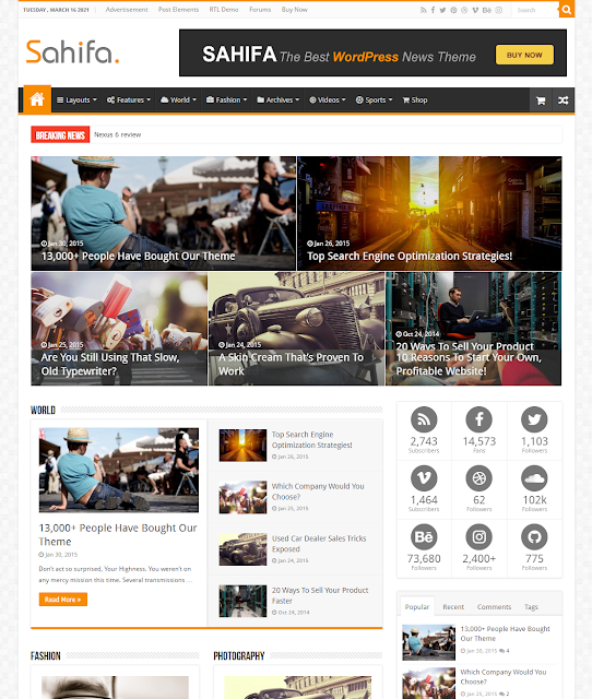 Sahifa - Responsive WordPress Theme