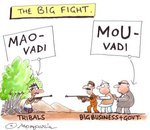 Operation Green Hunt Cartoon Tribal Maoist vs Indian State and Capitalists