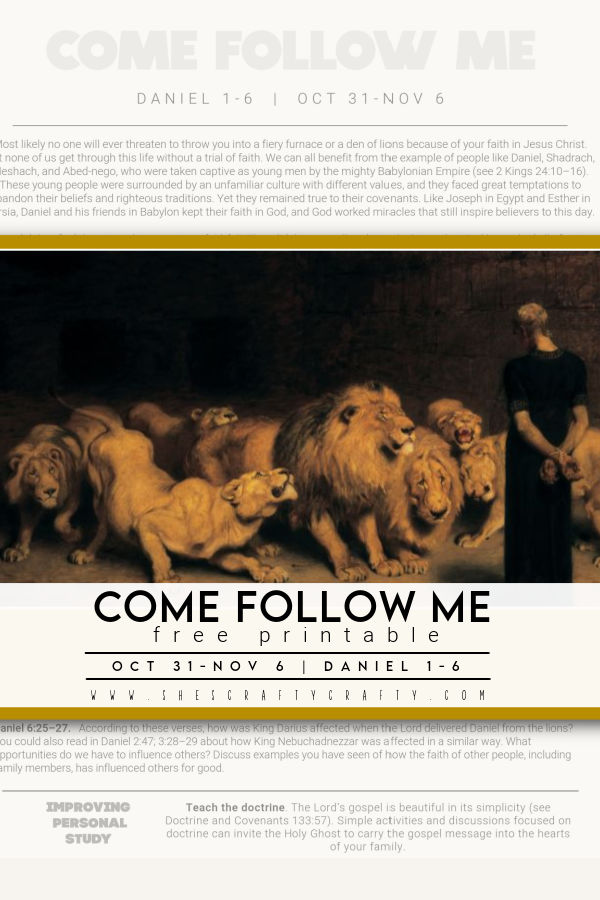 Come Follow Me printable Daniel.