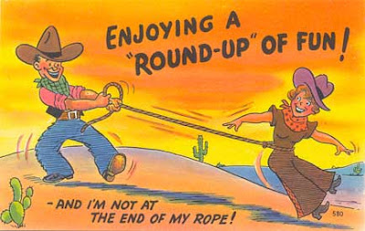 cowboy cowgirl comic postcard