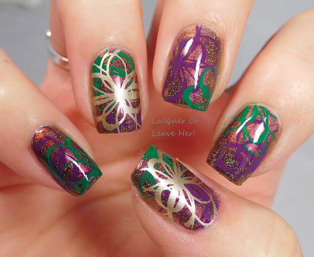 Shinespark Polish Pretty Unicorn + UberChic Beauty 10-01 + Messy Mansion stamping polishes