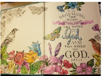 Inside cover of inspire bible showing coloring page