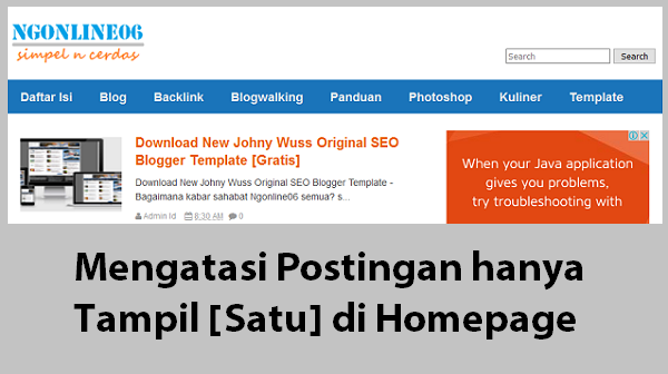 mengatasi postingan hanya tampil satu di homepage