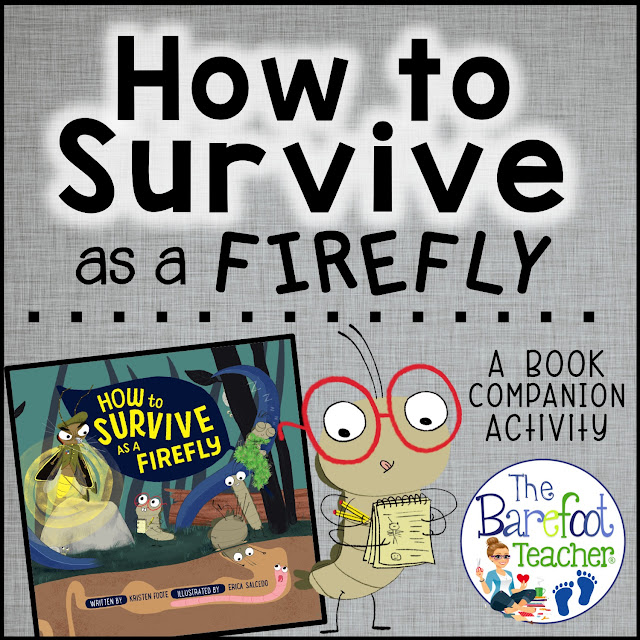 Are you looking for activities for an insect or firefly life cycle unit? If so, then here's a blog post for you! This "How to Survive as a Firefly" FREE book companion activity is a fun way for students to gather and organize facts that they learn about fireflies. It's a great way to incorporate science and non-fiction into your lesson plans. #fireflies #insects #bugs #kindergarten #booksforkids #camping #bookcompanion #bugactivities #activitiesforkids #flipbook 