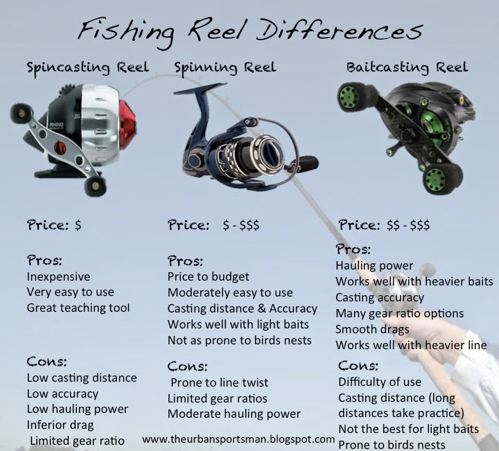 Different types of fishing reels