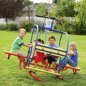 Four kids on a teeter totter