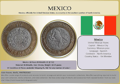 Mexico 10 Pesos Bi-Metallic VF @ 70/-