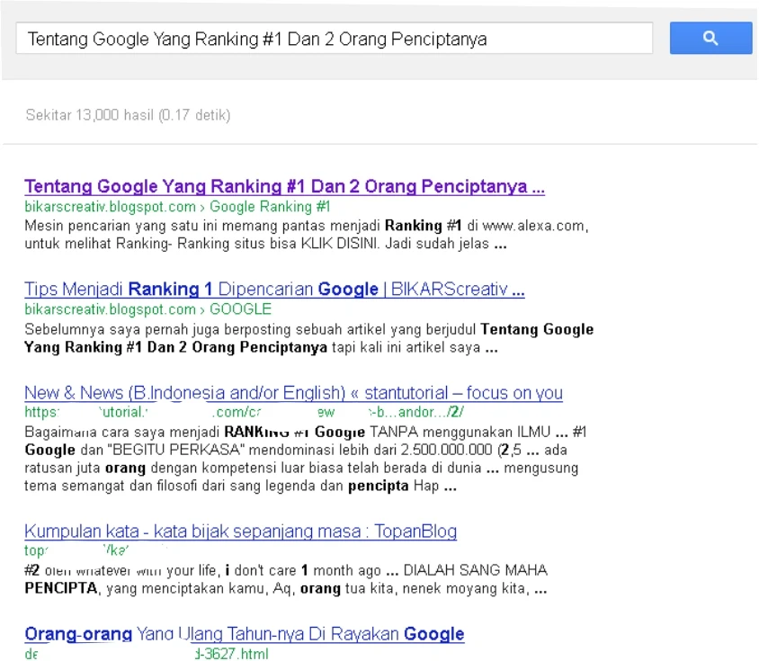 Bukan Rahasia Blog Bisa Masuk 10 besar Di Google