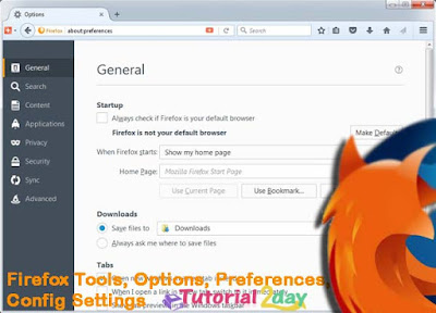 How to Open Firefox Tools, Options, Preferences, Config Settings Page, firefox option menu