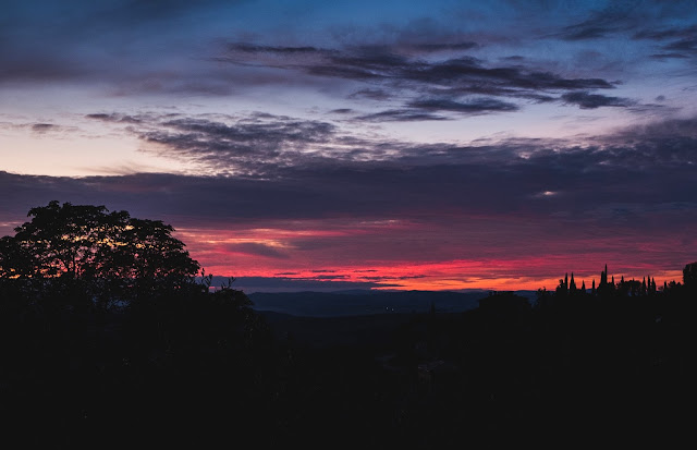 purple sunset, Tuscany