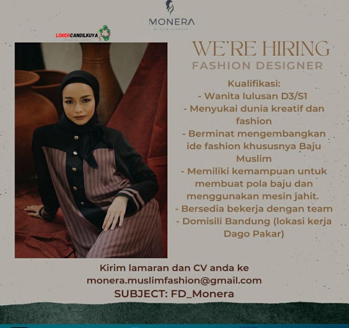 Lowongan Kerja Fashion Designer Monera Bandung