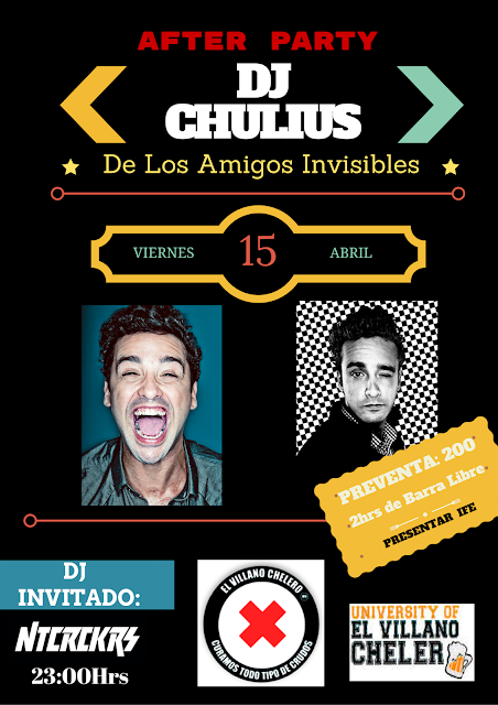 Los amigos invisibles, party, after, Dj chulius, jesus briceño, concierto, CDMX, el villano chelero