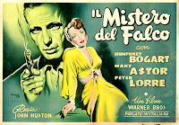 IL MISTERO DEL FALCO. Italia: 100 x 70 cms. Artista: Sergio Gargiulo. Imprenta: Ind. Gral. Pietro Vera, Milán. EL HALCÓN MALTÉS. The Maltese Falcon. 1941. Estados Unidos. Dirección: John Huston. Reparto: Humphrey Bogart, Mary Astor, Gladys George, Peter Lorre, Barton MacLane, Lee Patrick, Sydney Greenstreet, Elisha Cook Jr., Ward Bond, Walter Huston, Jerome Cowan.