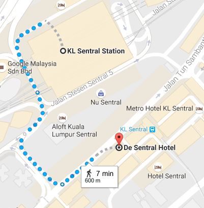 Direction to De Sentral Hotel