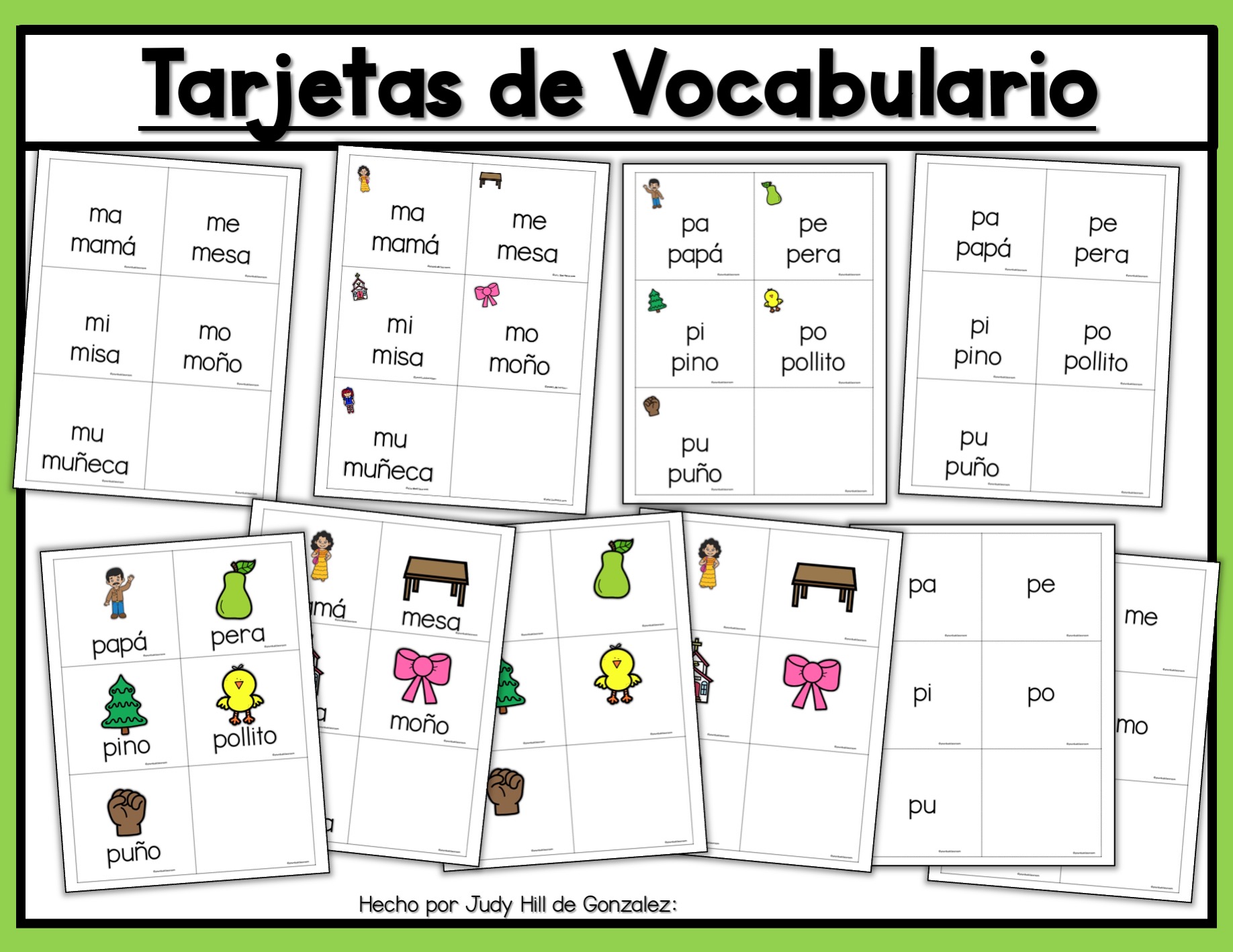Picture of Spanish Vocabulary, Syllable and Picture cards