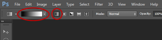 Choose Black to White color and Linear Gradient in the options bar.