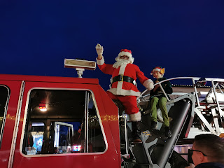 Santa arriving on a Fire Truck at Oak Bay Christmas Lights