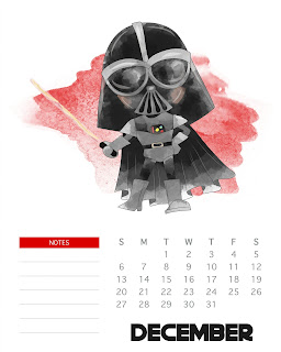 Star Wars: Calendario 2020 para Imprimir Gratis.