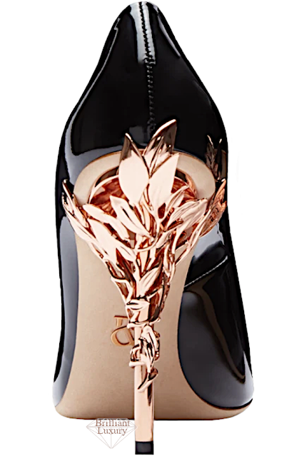 ♦Ralph & Russo black patent leather Eden heels with rose gold leaves #ralphrusso #shoes #brilliantluxury