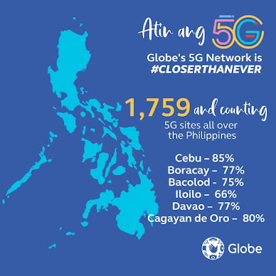 Globe has a total of 1,759 5G cell sites throughout the country in June 2021.