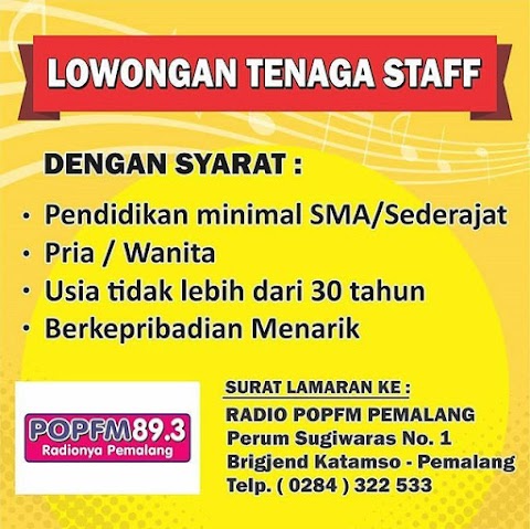 Lowongan Kerja di Pop FM 
