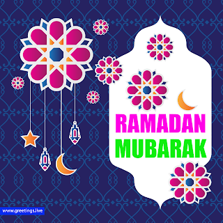  Creative Ramadan mubarak greetings. paper cut style flowers hanging crescent moon hanging stars images islamic pattern background