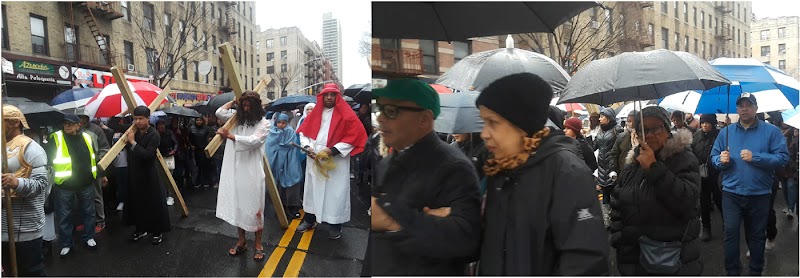  Bajo persistente  lluvia dominicanos  participaron  en masa en procesión del viernes santo en iglesias del Alto Manhattan 