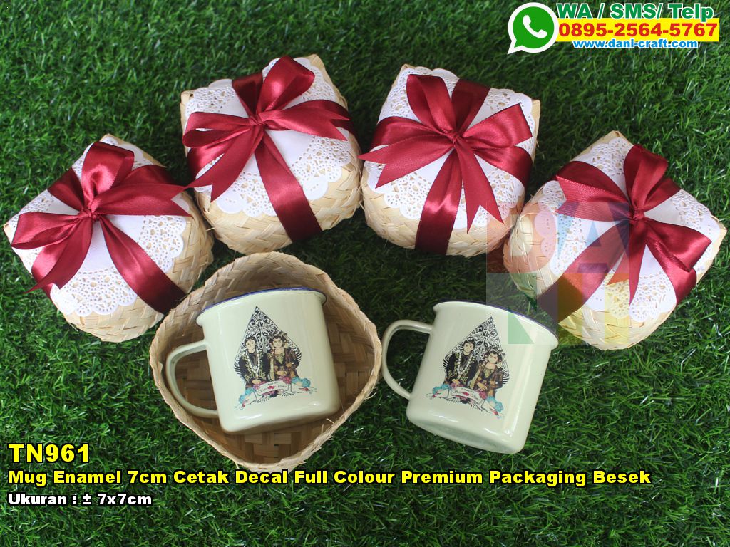 Mug Enamel  7cm Cetak  Decal Full Colour Premium Packaging 