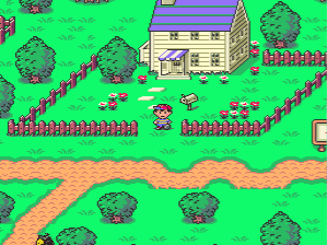 Ness leaves his home in Onett, a town in EarthBound.