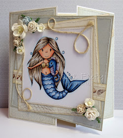 Gatefold card featuring mermaid Ellie by The Paper Nest Dolls