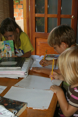 playing school, writing