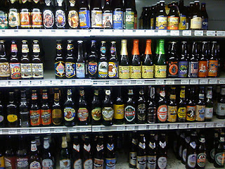  Picture of a shelf of different craft beers