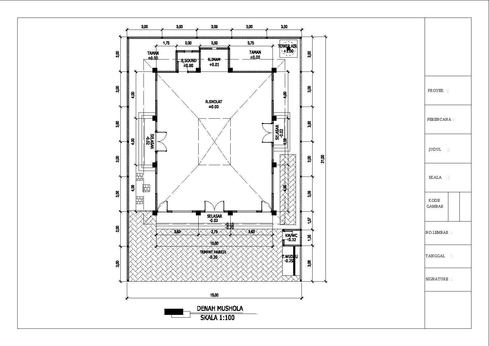 ide mushola mushola sederhana bentang 10x12 m