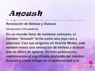 significado del nombre Anoush