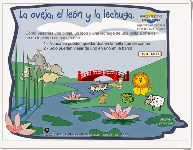 La oveja, el león y la lechuga Juego de lógica para Educación Primaria