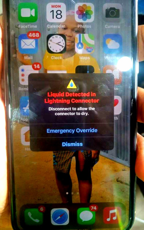 iPhone liquid detected solution