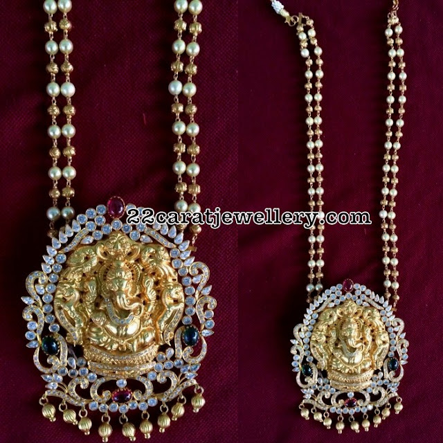 Silver Ganesh Pendant Two Layer Beads Chain